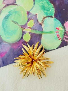 Christian Dior GROSSE 1963 Vintage Large Layer Leaf Blossom Flower Gold Brooch