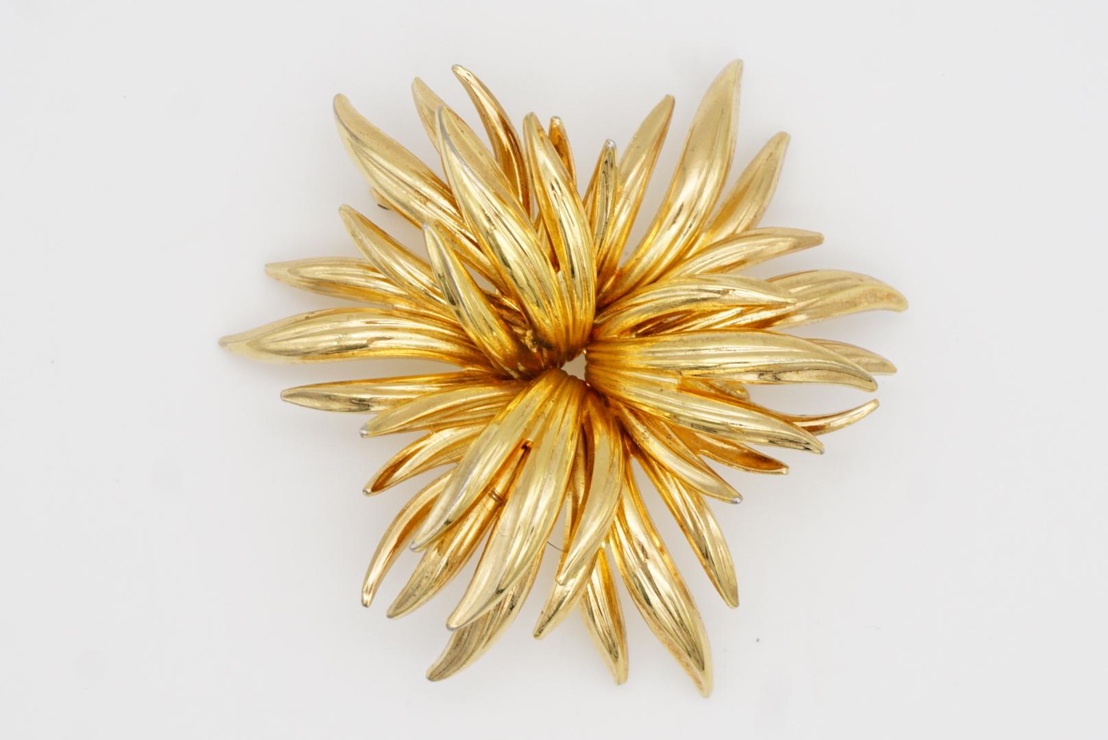 Christian Dior GROSSE 1963 Vintage Gran Capa Hoja Flor Flor Broche Oro 3