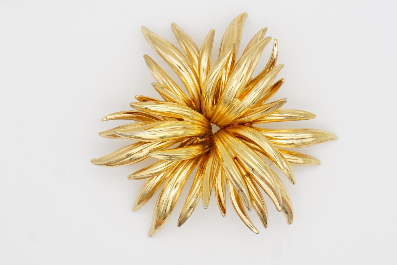 Christian Dior GROSSE 1963 Vintage Gran Capa Hoja Flor Flor Broche Oro 4