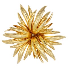 Christian Dior GROSSE 1963 Vintage Gran Capa Hoja Flor Flor Broche Oro
