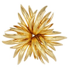 Christian Dior GROSSE 1963 Vintage Large Layer Leaf Blossom Flower Gold Brooch