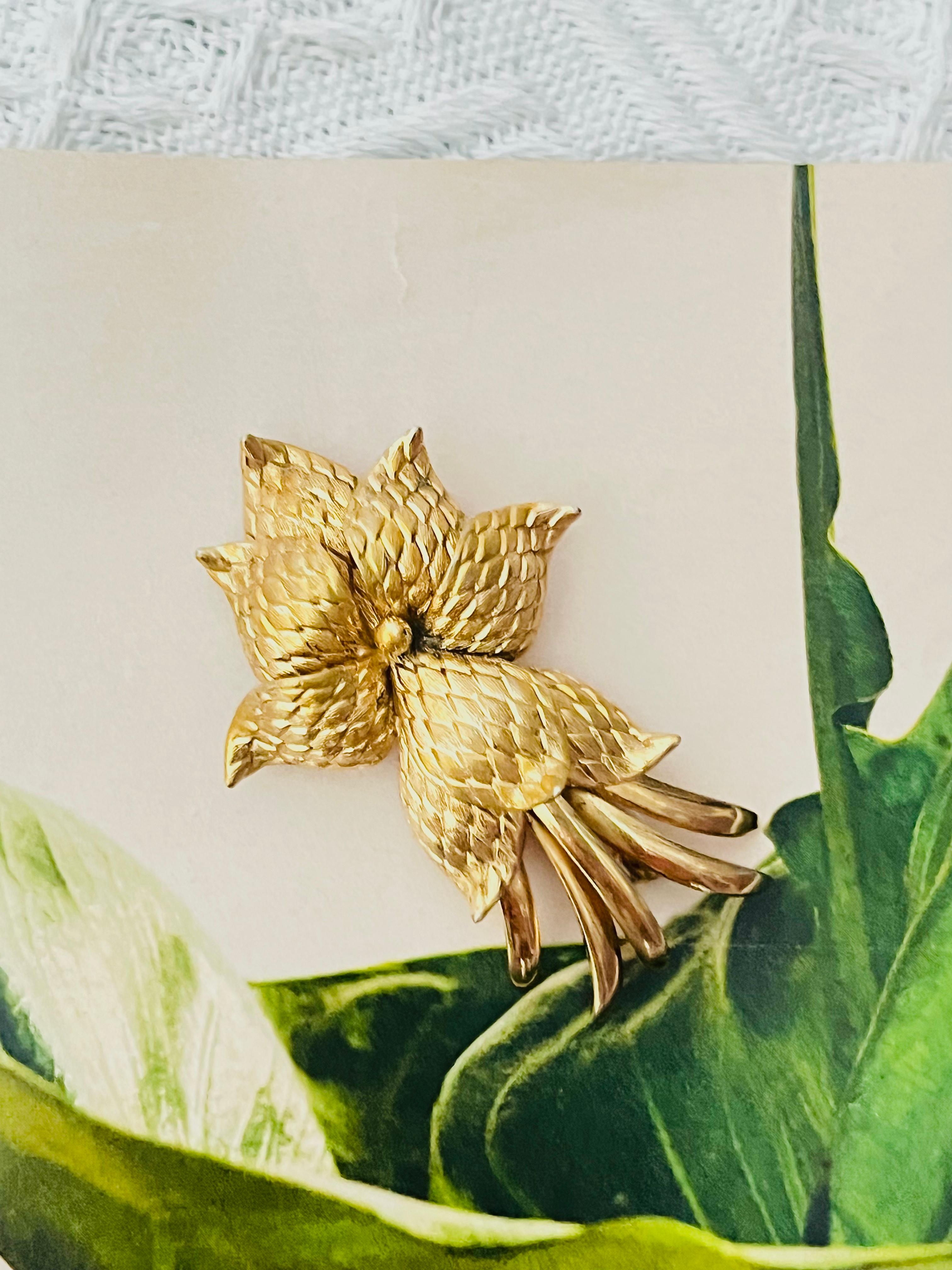 Art Deco Christian Dior GROSSE 1963 Vintage Long Curled Flower Blossom Pinecone Brooch For Sale
