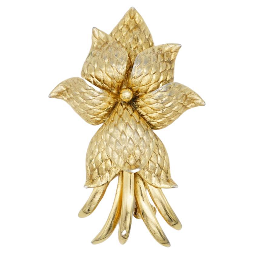 Christian Dior GROSSE 1963 Vintage Long Curled Flower Blossom Pinecone Brooch For Sale