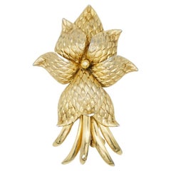 Christian Dior GROSSE 1963 Retro Long Curled Flower Blossom Pinecone Brooch