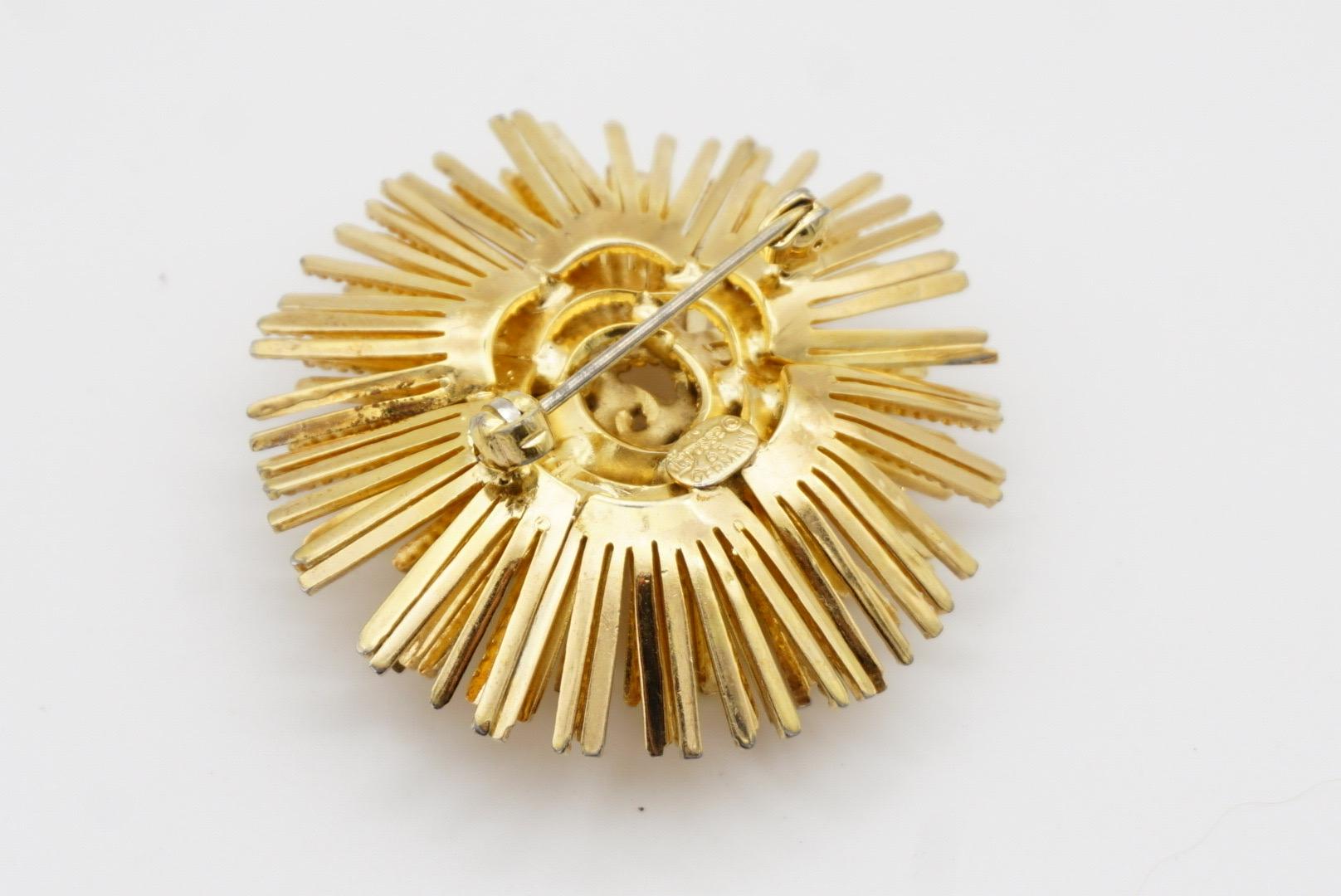 Christian Dior GROSSE 1963 Vintage Sunburst Sputnik Layers Round Rope Brooch For Sale 6