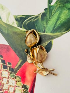 Christian Dior GROSSE 1963 Vintage Vivid 3D Double Flower Rose Buds Leaf Brooch
