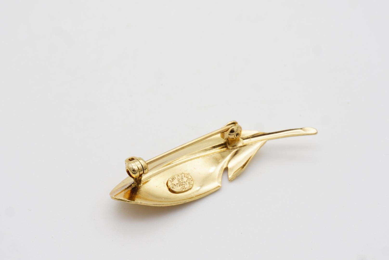 Christian Dior GROSSE 1963 Vintage Vivid Modernist Long Leaf Gold Palm Brooch For Sale 9