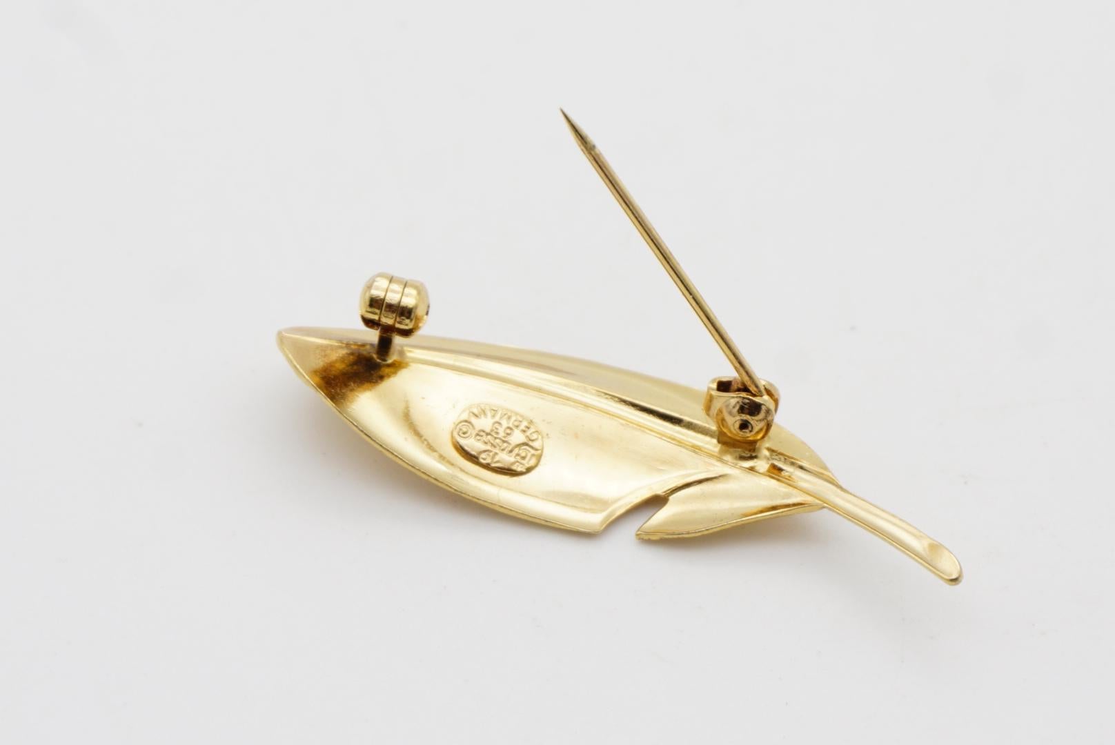 Christian Dior GROSSE 1963 Vintage Vivid Modernist Long Leaf Gold Palm Brooch For Sale 11