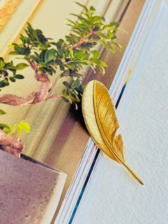 Christian Dior GROSSE 1963 Vintage Vivid Modernist Long Leaf Gold Palm Brooch