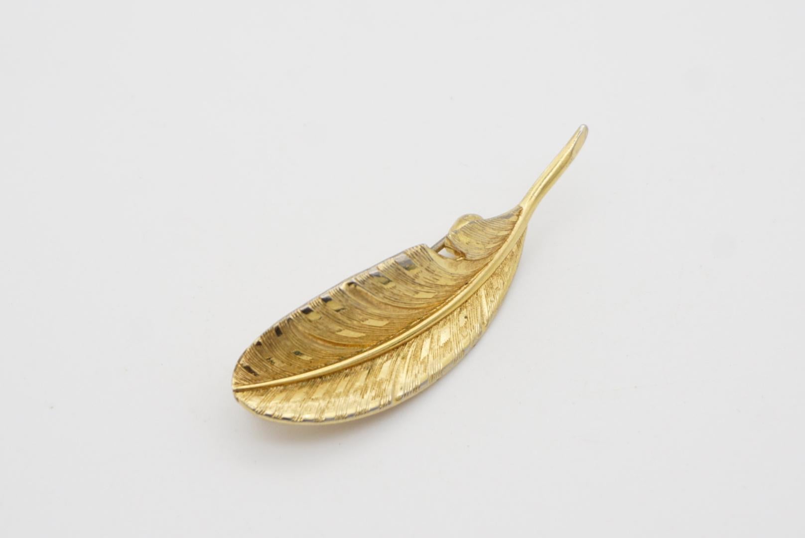 Christian Dior GROSSE 1963 Vintage Vivid Modernist Long Leaf Palm Gold Brooch 4