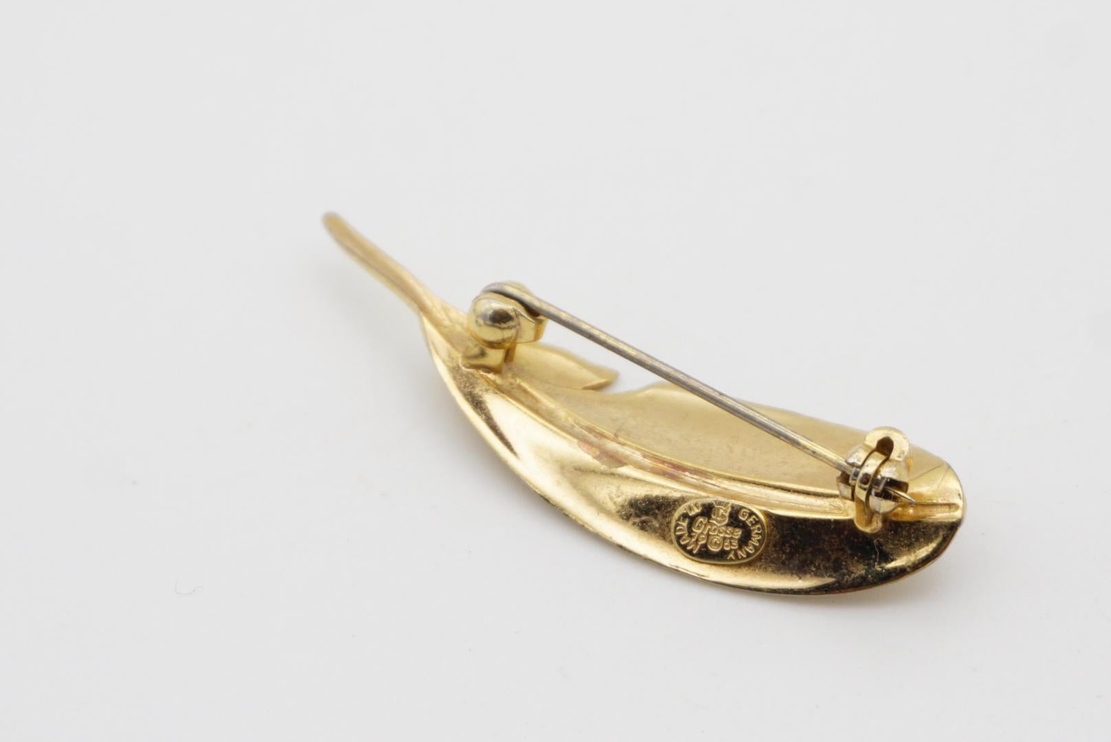 Christian Dior GROSSE 1963 Vintage Vivid Modernist Long Leaf Palm Gold Brooch 5