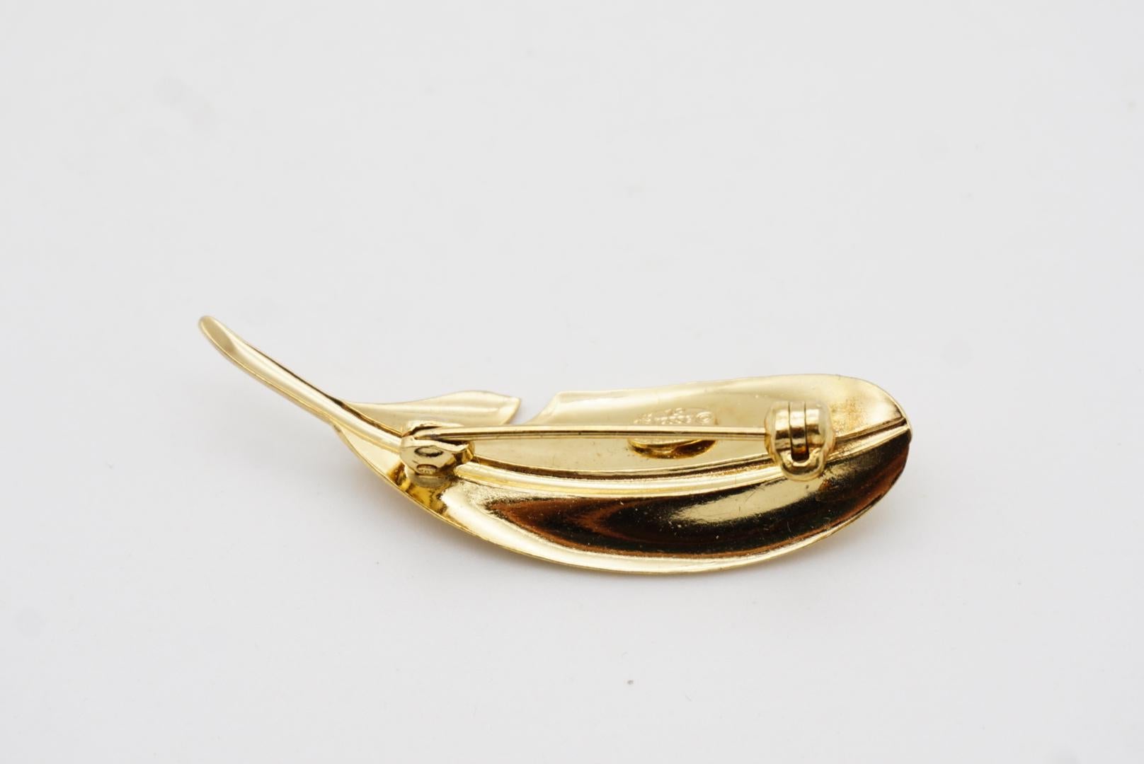 Christian Dior GROSSE 1963 Vintage Vivid Modernist Long Leaf Palm Gold Brooch  For Sale 9