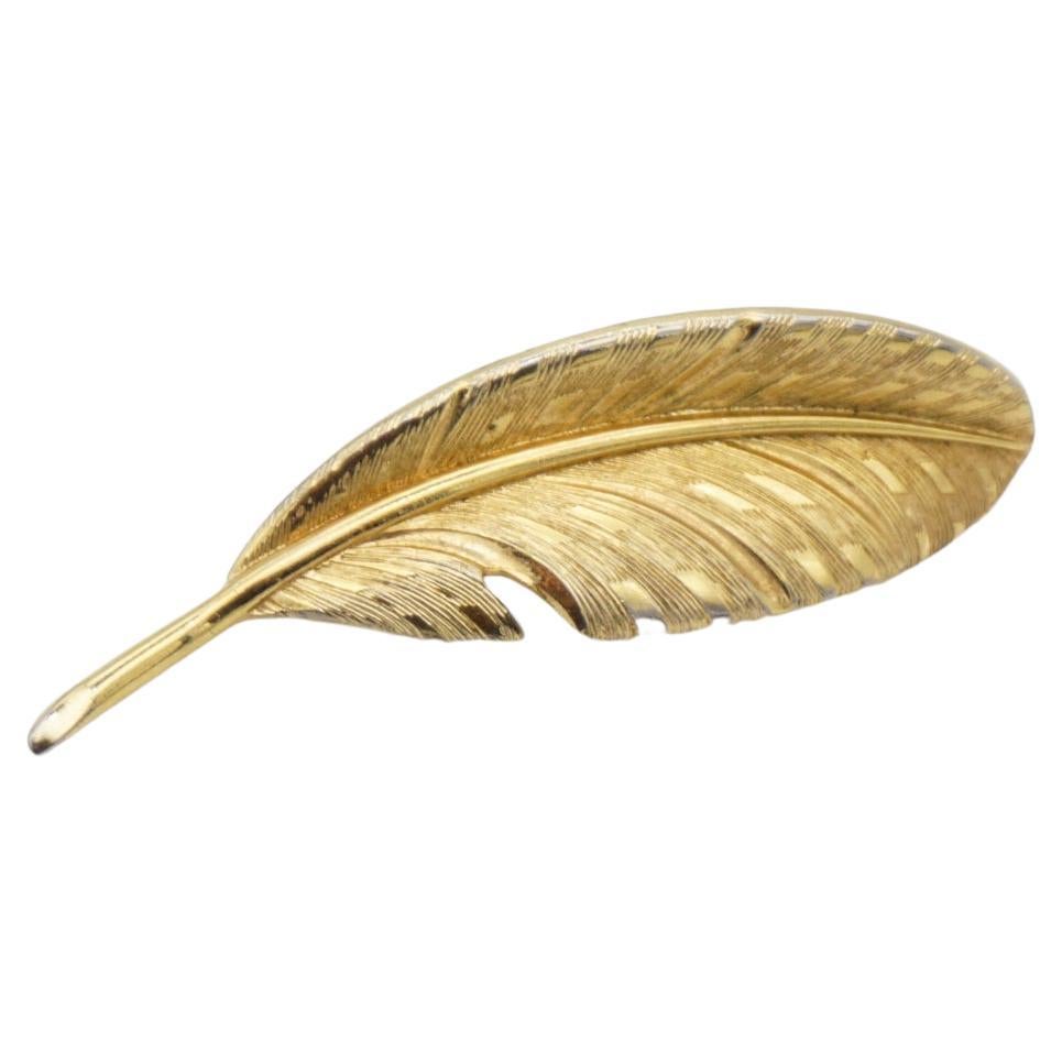 Christian Dior GROSSE 1963 Vintage Vivid Modernist Long Leaf Palm Gold Brooch  For Sale