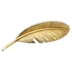 Christian Dior GROSSE 1963 Retro Vivid Modernist Long Leaf Palm Gold Brooch 