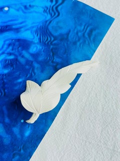 Christian Dior GROSSE 1963 Vintage White Long Vivid Wavy Leaf Feather Brooch