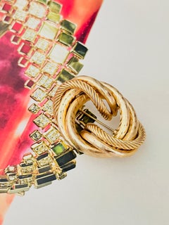 Christian Dior GROSSE 1964 Double Rope Wavy Twist Knot Swirl Chunky Gold Brooch