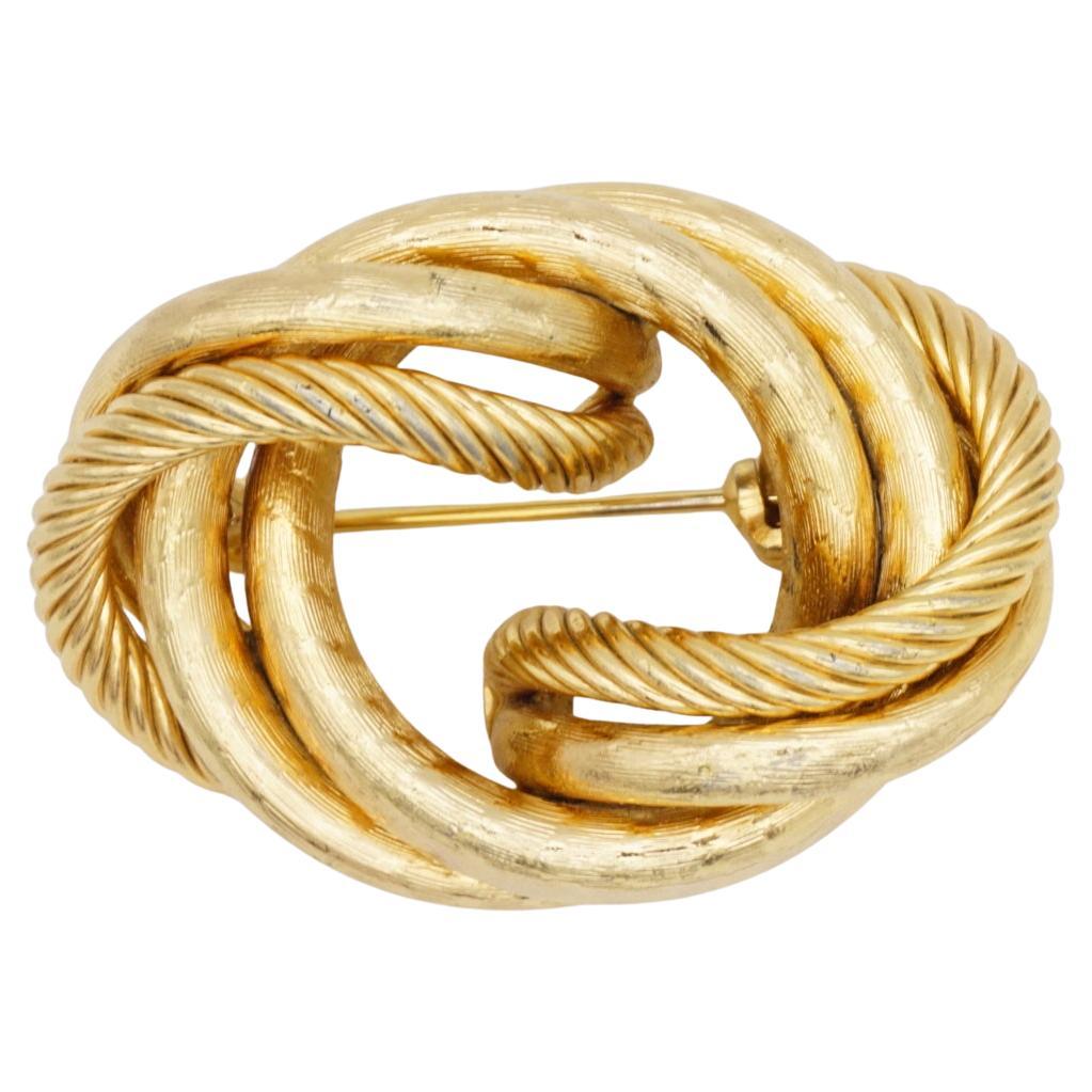 Christian Dior GROSSE 1964 Double corde ondulée nœud torsadé tourbillon Chunky Broche en or