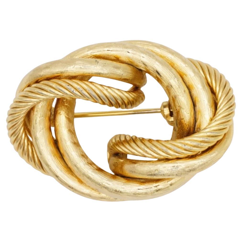 Christian Dior GROSSE 1964 Double Rope Wavy Twist Knot Swirl Chunky Gold Brooch