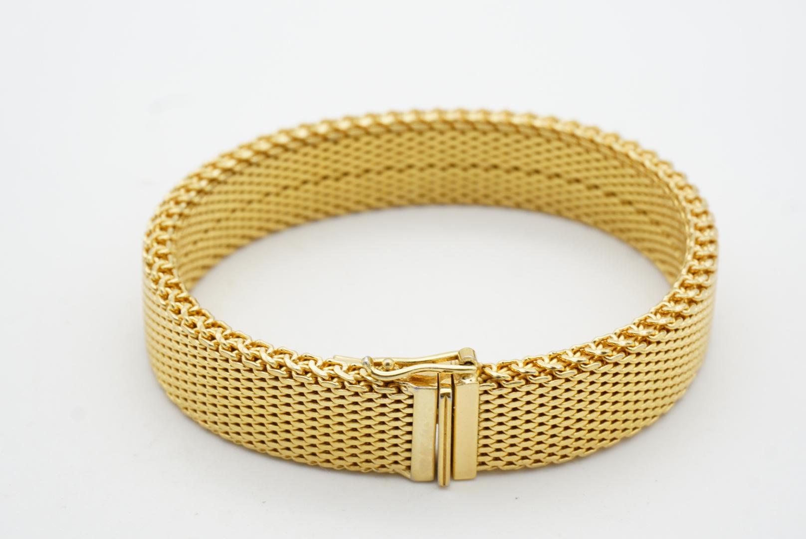 Christian Dior GROSSE 1964 Double Thick Woven Mesh Modernist Gold Cuff Bracelet For Sale 5