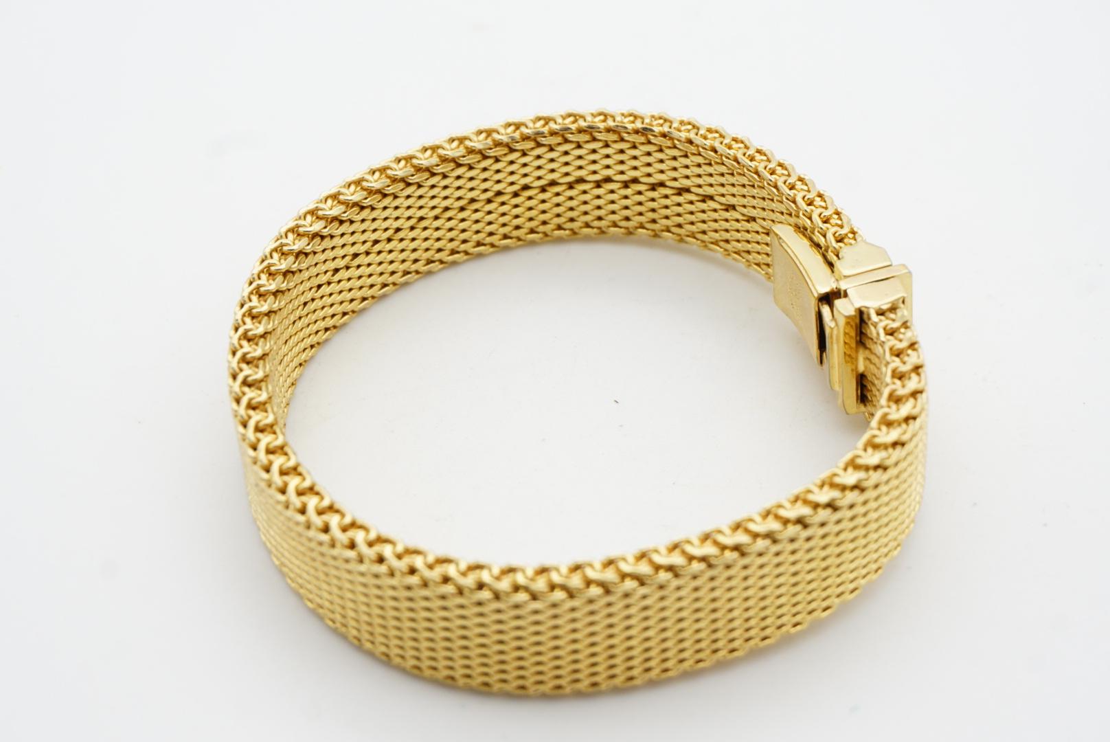 Christian Dior GROSSE 1964 Double Thick Woven Mesh Modernist Gold Cuff Bracelet For Sale 6