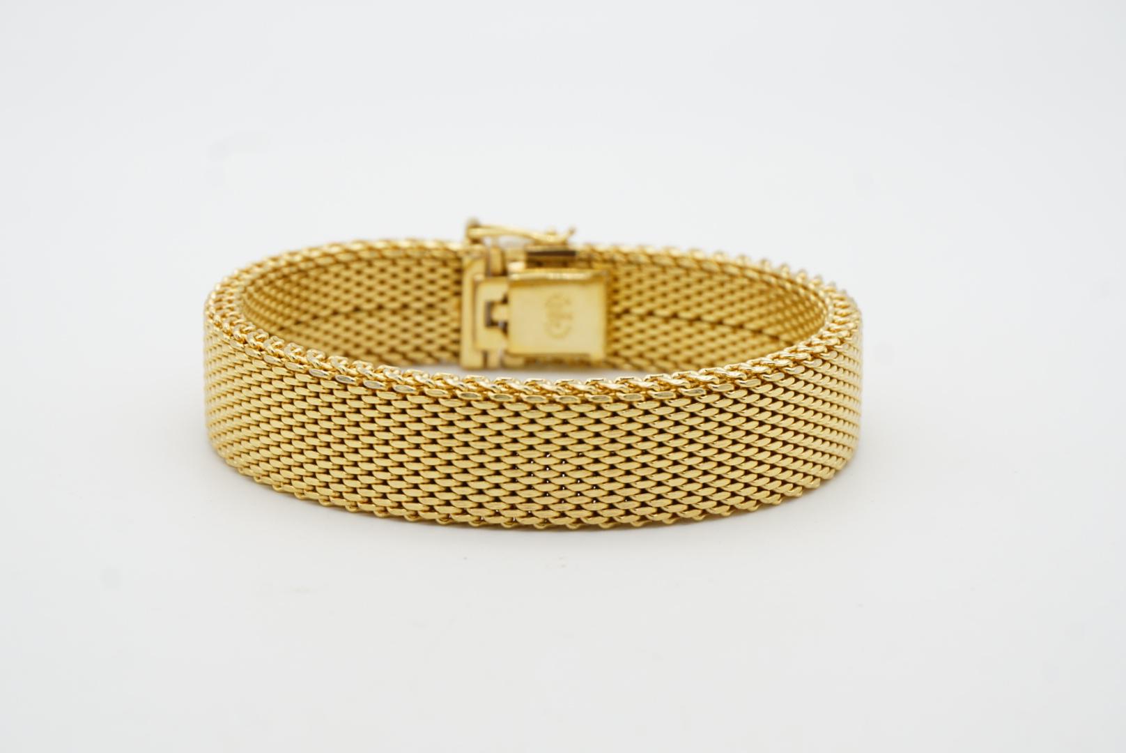 Christian Dior GROSSE 1964 Double Thick Woven Mesh Modernist Gold Cuff Bracelet For Sale 3
