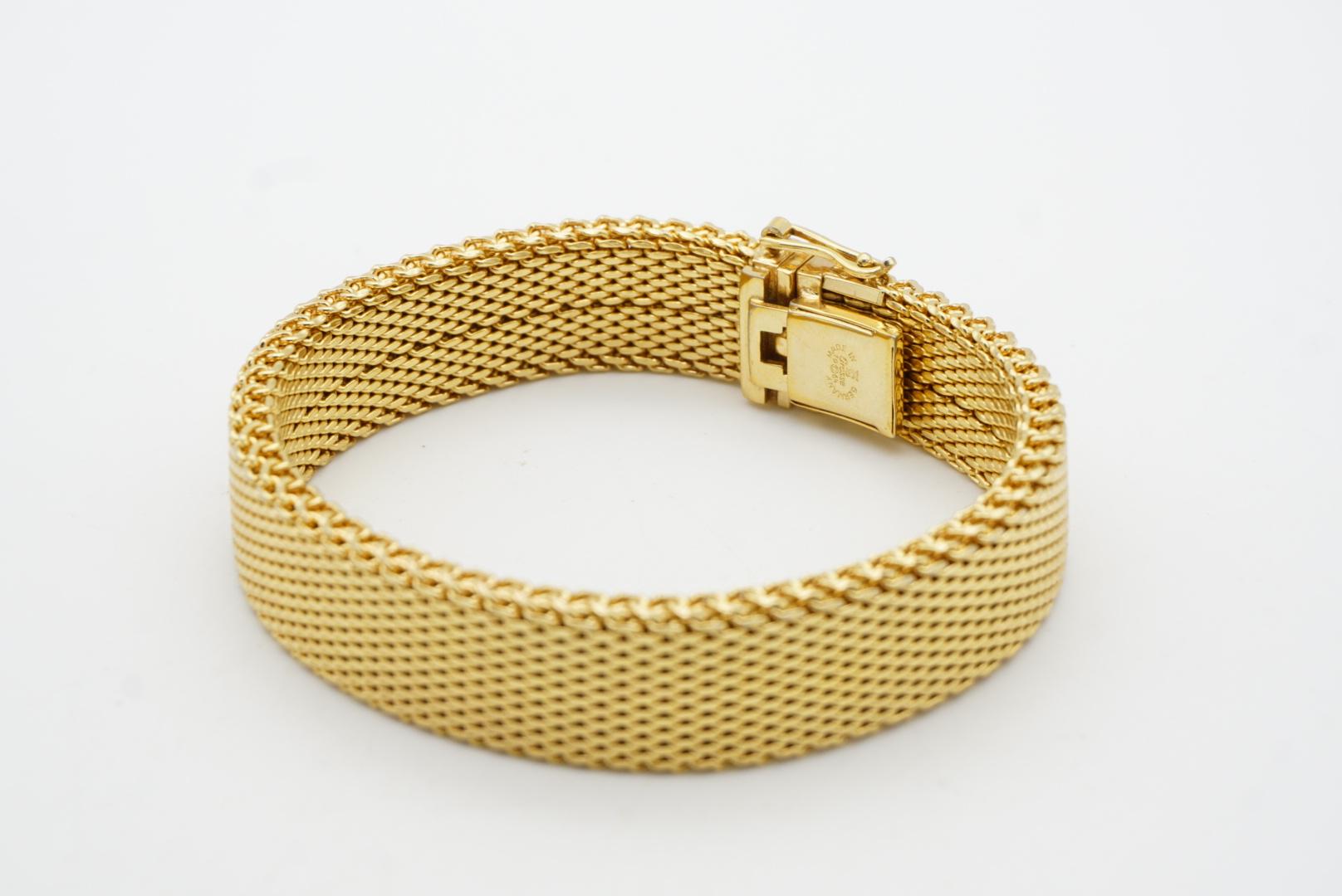 Christian Dior GROSSE 1964 Double Thick Woven Mesh Modernist Gold Cuff Bracelet For Sale 4