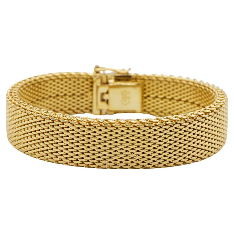 Christian Dior GROSSE 1964 Double Thick Woven Mesh Modernist Gold Cuff Bracelet For Sale