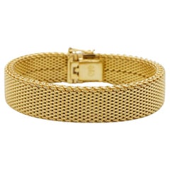 Retro Christian Dior GROSSE 1964 Double Thick Woven Mesh Modernist Gold Cuff Bracelet