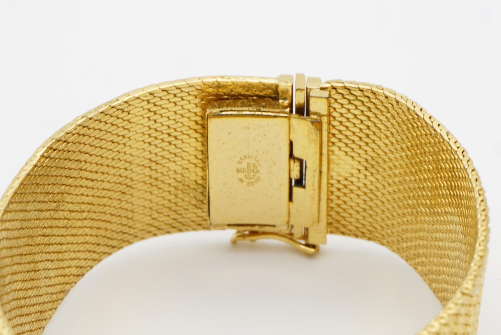Christian Dior GROSSE 1964 Textured Mesh Woven Modernist Cuff Gold Bracelet 2