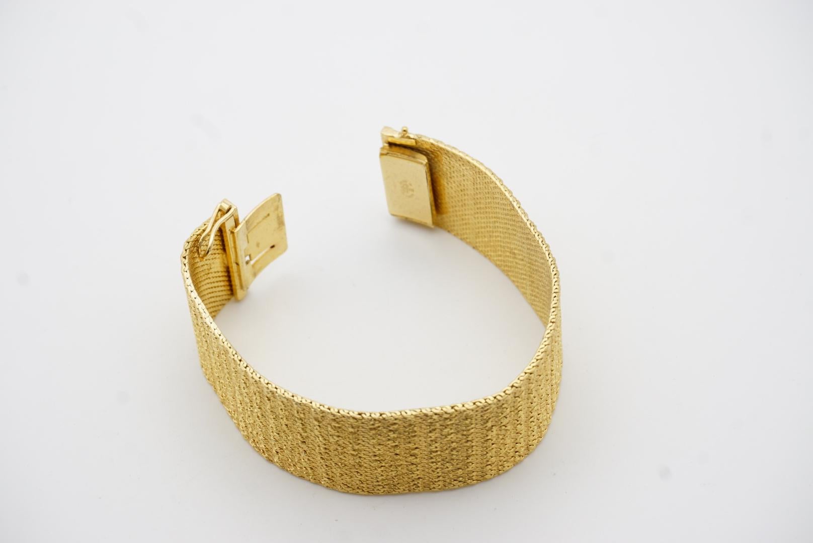 Christian Dior GROSSE 1964 Textured Mesh Woven Modernist Cuff Gold Bracelet 4