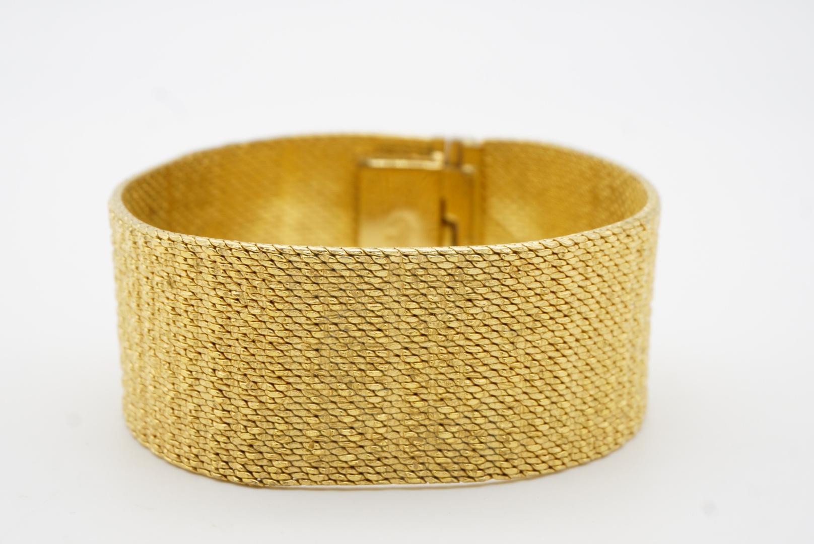 Christian Dior GROSSE 1964 Textured Mesh Woven Modernist Cuff Gold Bracelet 1