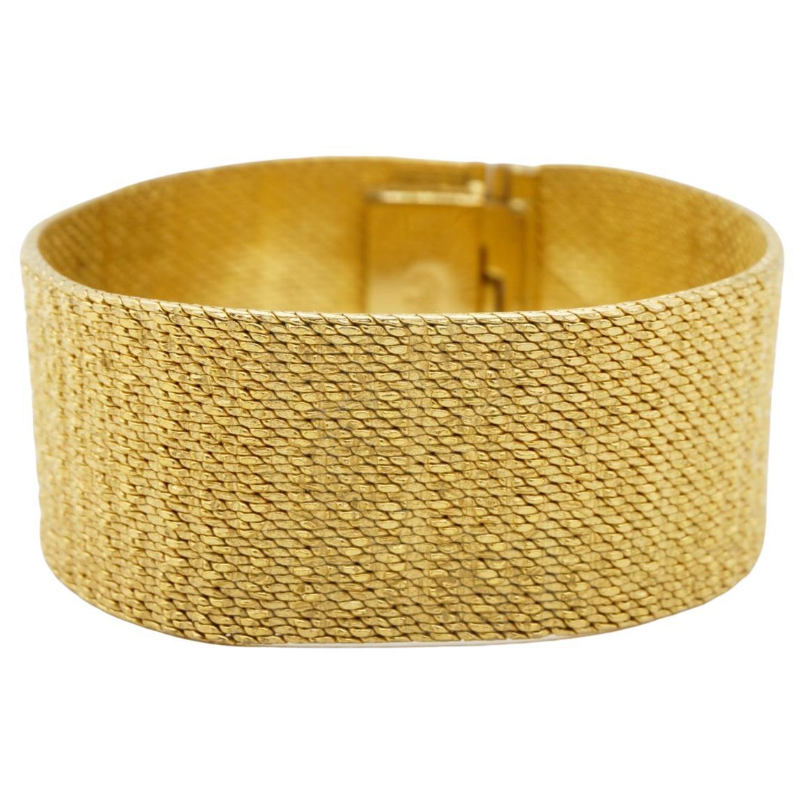 Christian Dior GROSSE 1964 Textured Mesh Woven Modernist Cuff Gold Bracelet