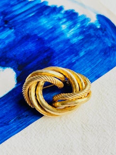 Christian Dior GROSSE 1964 Vintage Chunky Wave Rope Twist Knot Oval Gold Brooch