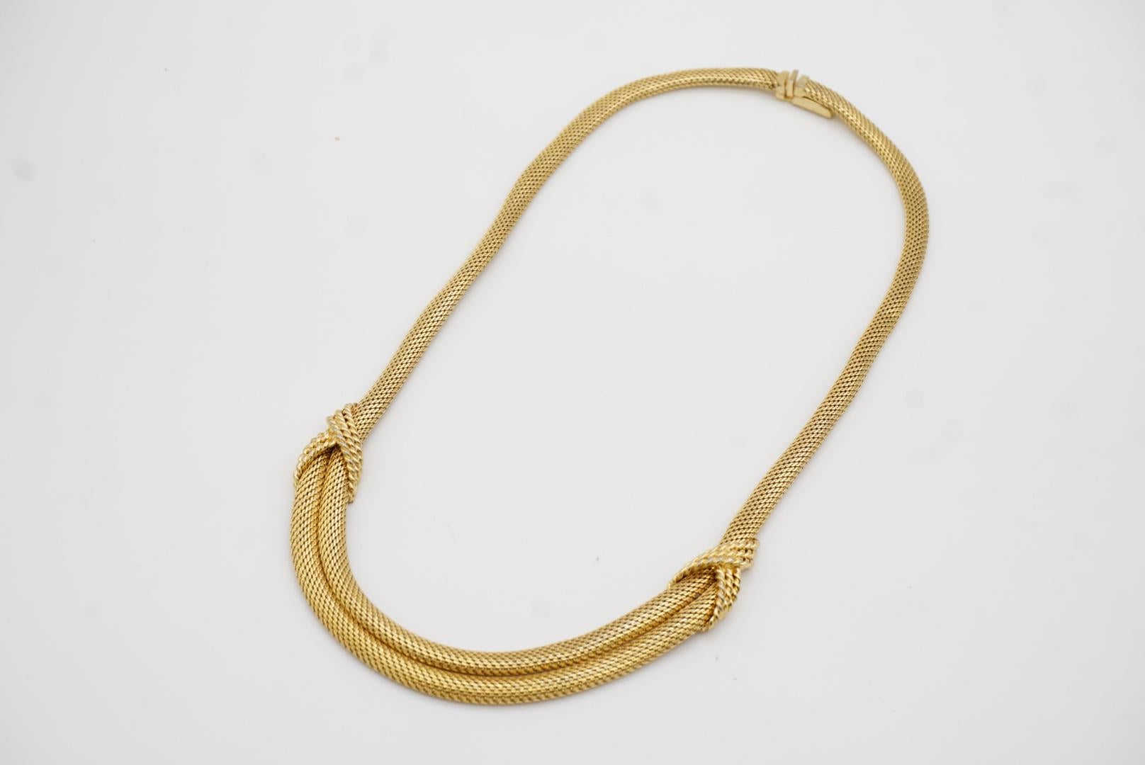 Christian Dior GROSSE 1964 Vintage Double Strand Mesh Snake Gold Choker Necklace For Sale 5