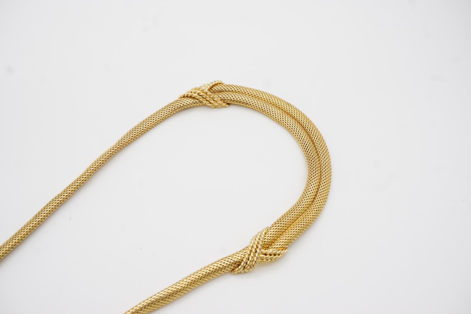 Christian Dior GROSSE 1964 Vintage Double Strand Mesh Snake Gold Choker Necklace For Sale 6