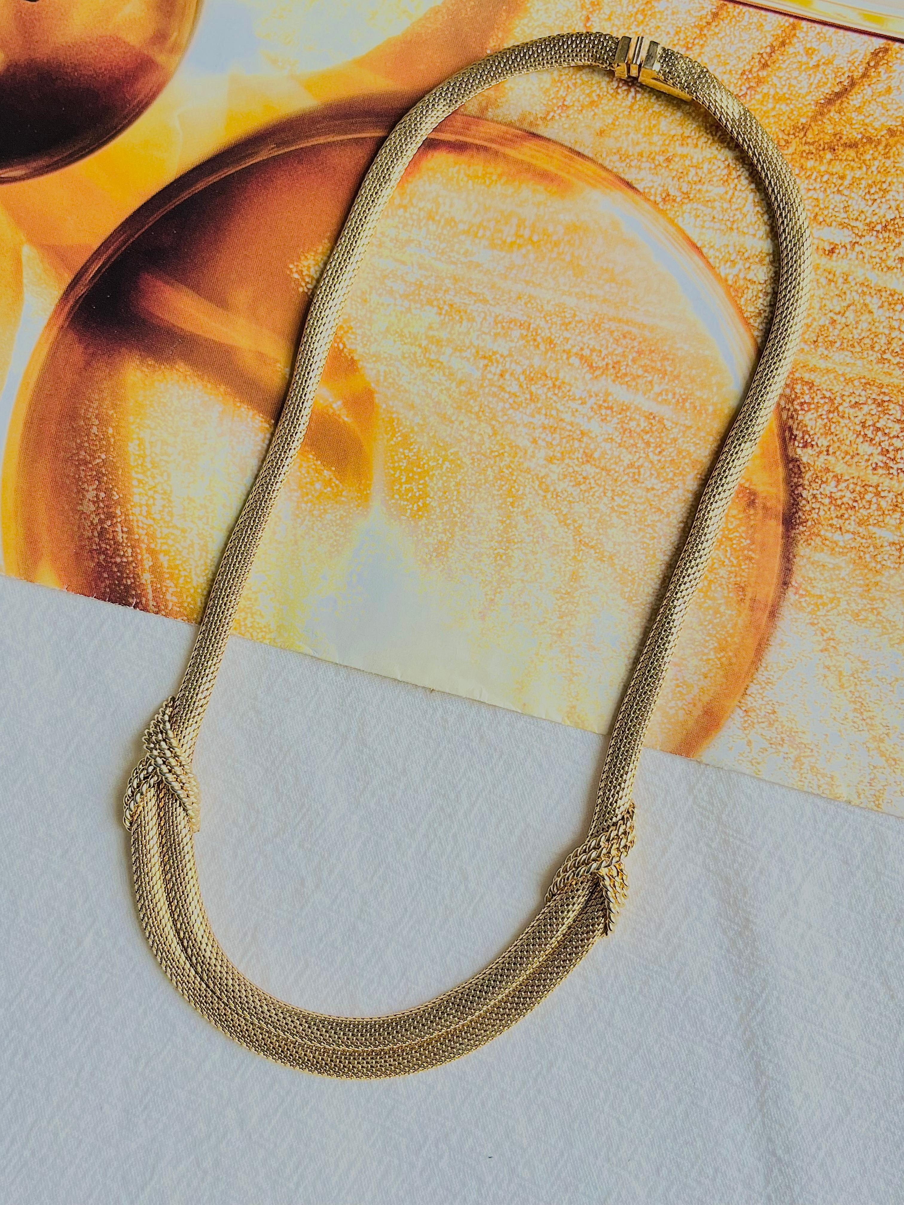 Women's or Men's Christian Dior GROSSE 1964 Vintage Double Strand Mesh Snake Gold Choker Necklace For Sale