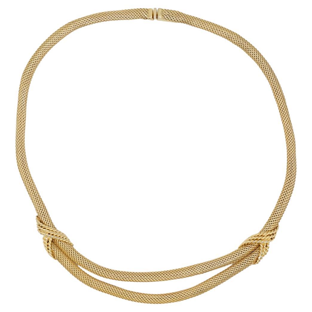 Christian Dior GROSSE 1964 Vintage Double Strand Mesh Snake Gold Choker Necklace For Sale