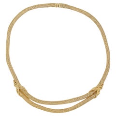 Christian Dior GROSSE 1964 Vintage Double Strand Mesh Snake Gold Choker Necklace