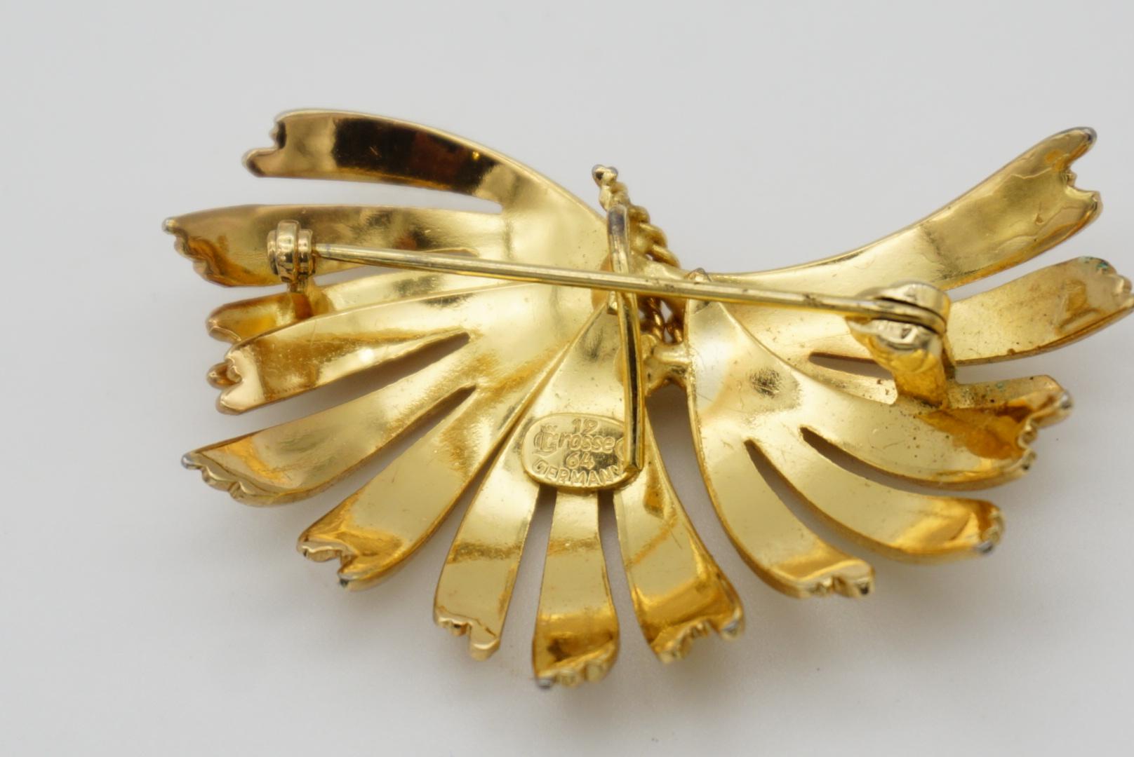 Christian Dior GROSSE 1964 Vintage Flourish Tassel Spray Gold Brooch Pendant For Sale 5