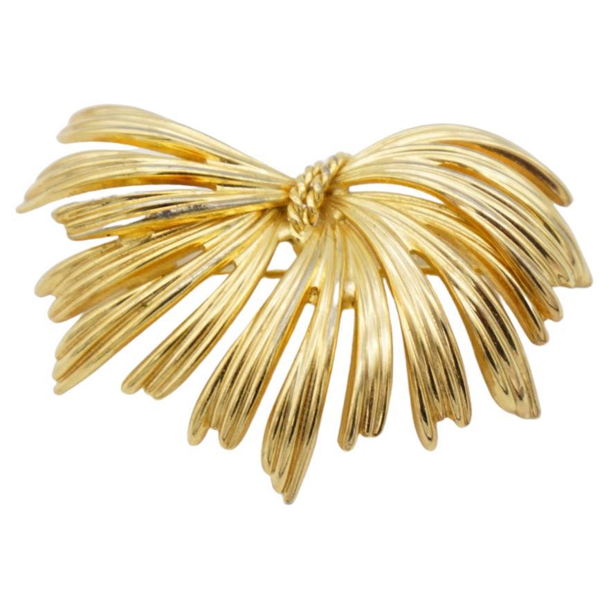 Christian Dior GROSSE 1964 Vintage Flourish Tassel Spray Gold Brooch Pendant For Sale