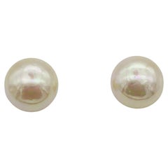 Christian Dior GROSSE 1964 Vintage Large Round Aurora White Pearl Clip Earrings