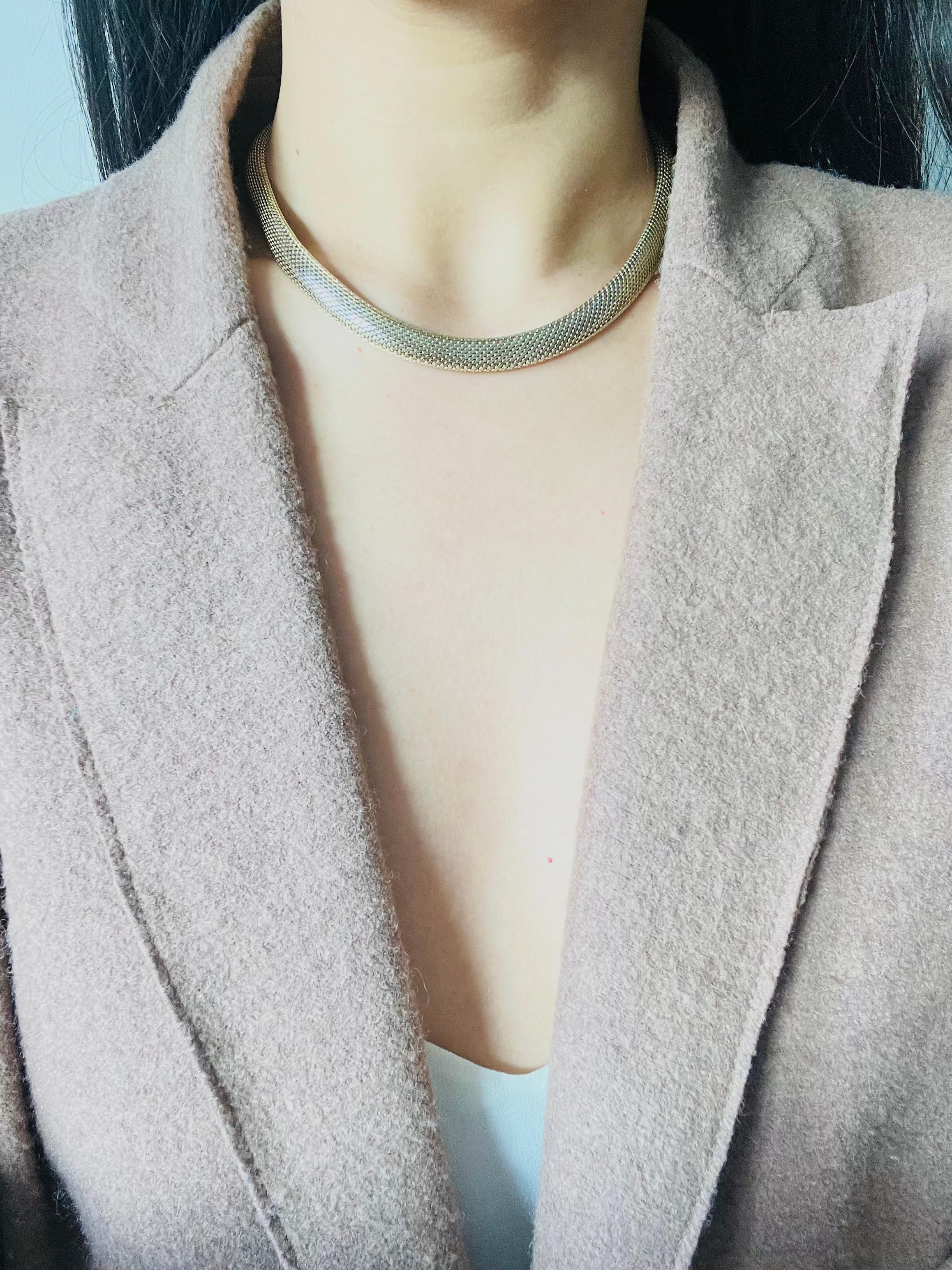 Christian Dior GROSSE 1964 Vintage Mesh Schlangen-Seil-Kragen-Halskette Choker Gold Halskette für Damen oder Herren im Angebot