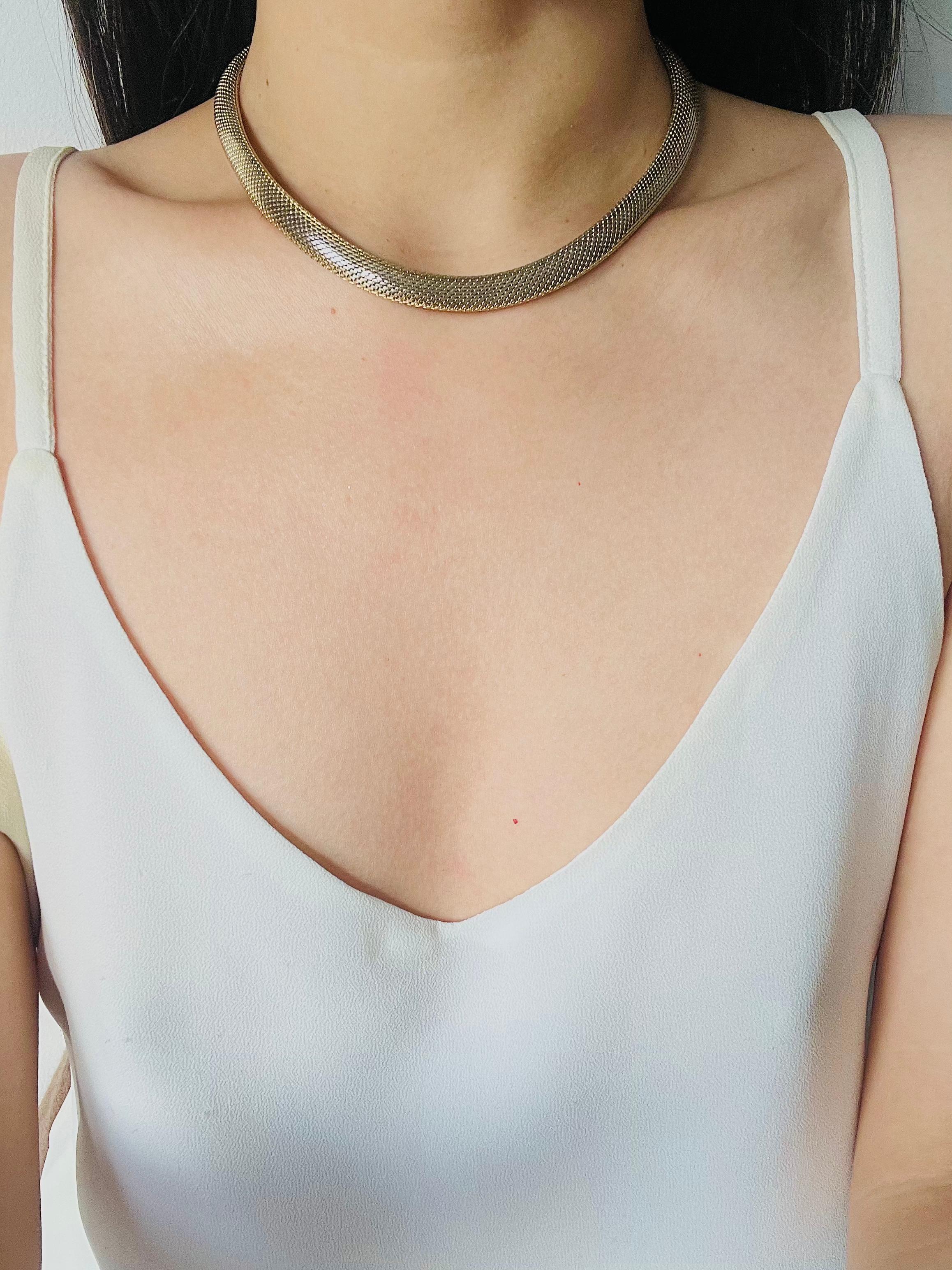 Christian Dior GROSSE 1964 Vintage Mesh Schlangen-Seil-Kragen-Halskette Choker Gold Halskette im Angebot 2