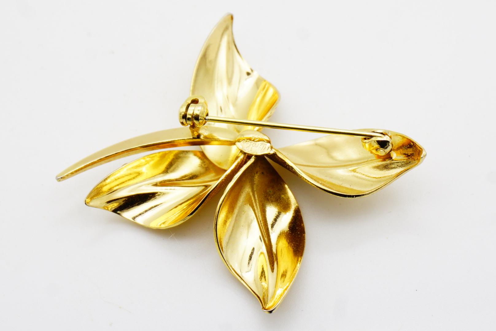 Christian Dior GROSSE 1964 Vintage Textured Four Curled Swirl Wavy Leaf Brooch For Sale 7