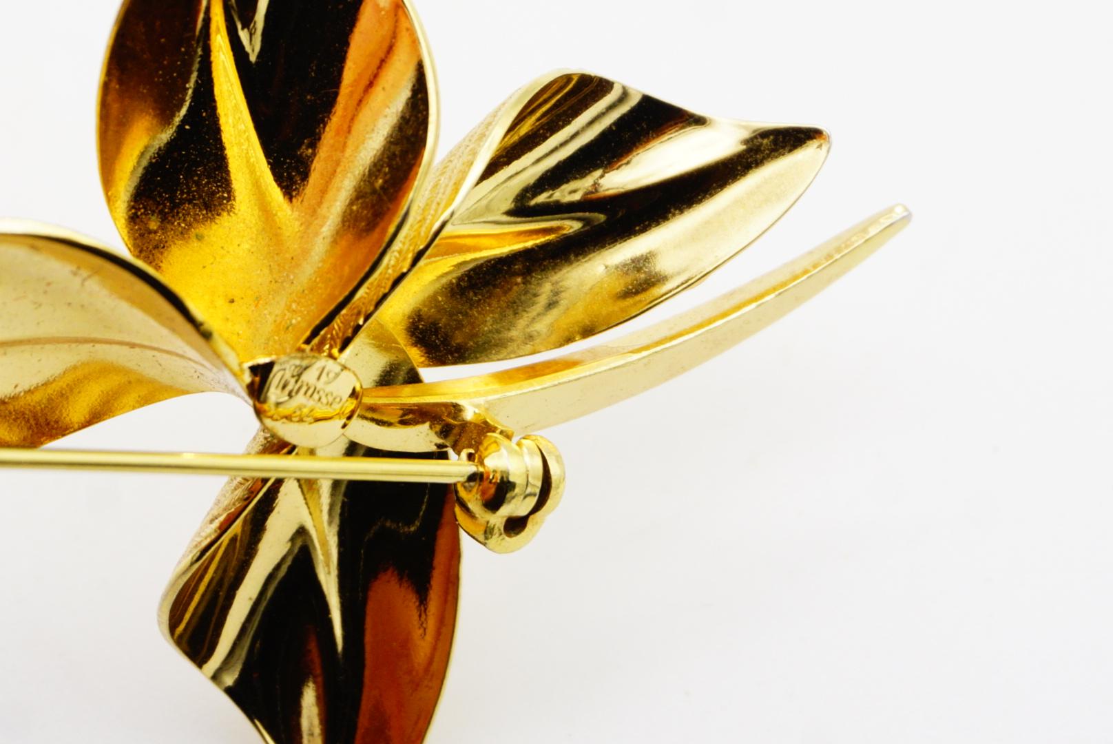 Christian Dior GROSSE 1964 Vintage Textured Four Curled Swirl Wavy Leaf Brooch For Sale 8