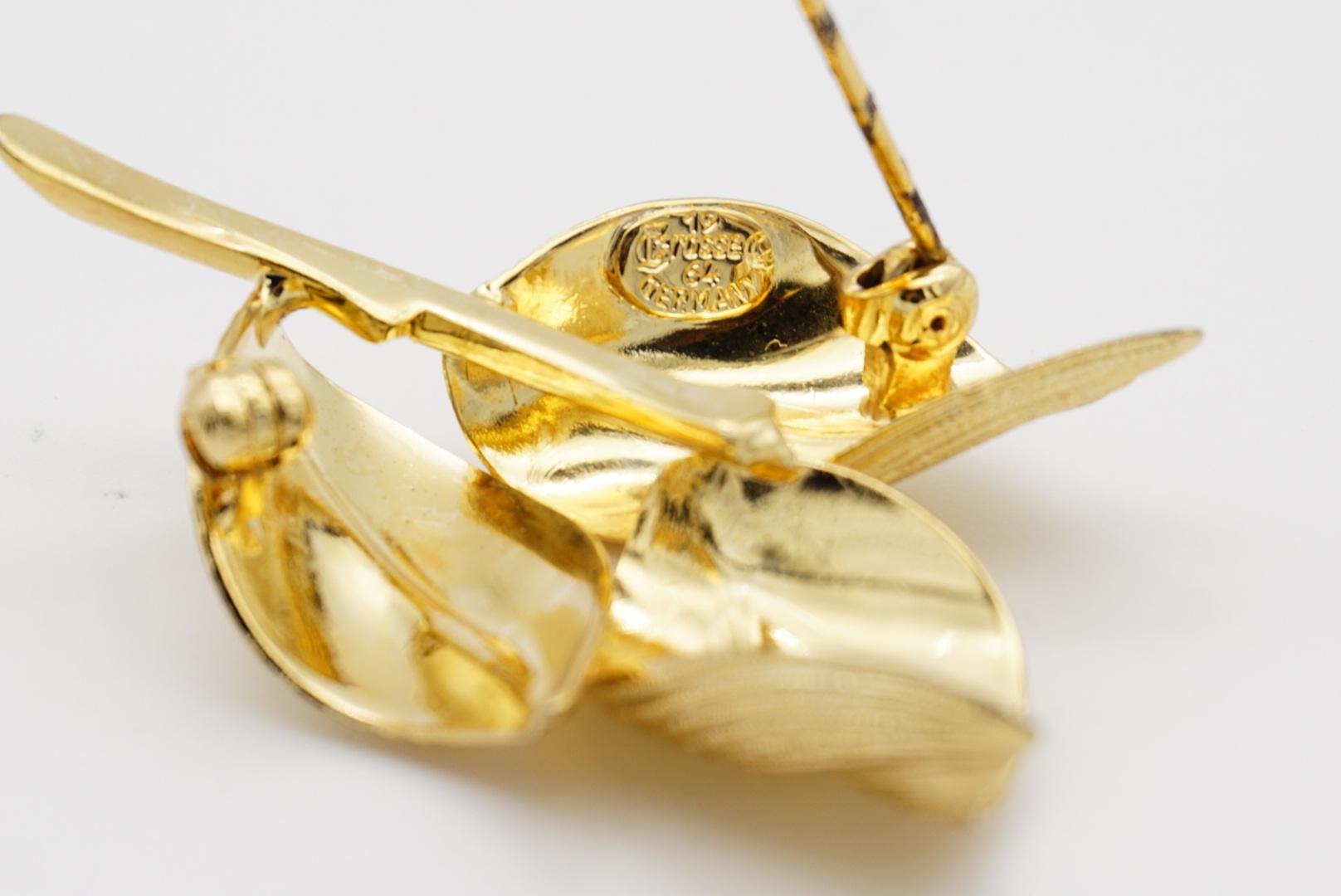 Christian Dior GROSSE 1964 Vintage Textured Trio Wavy Swirl Curled Leaf Brooch For Sale 8