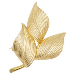 Christian Dior GROSSE 1964 Vintage Textured Trio Wavy Swirl Curled Leaf Brooch