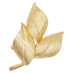 Christian Dior GROSSE 1964 Vintage Textured Trio Wavy Swirl Curled Leaf Brooch