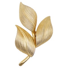 Christian Dior GROSSE 1964 Vintage Textured Trio Wavy Swirl Gold Leaf Brooch