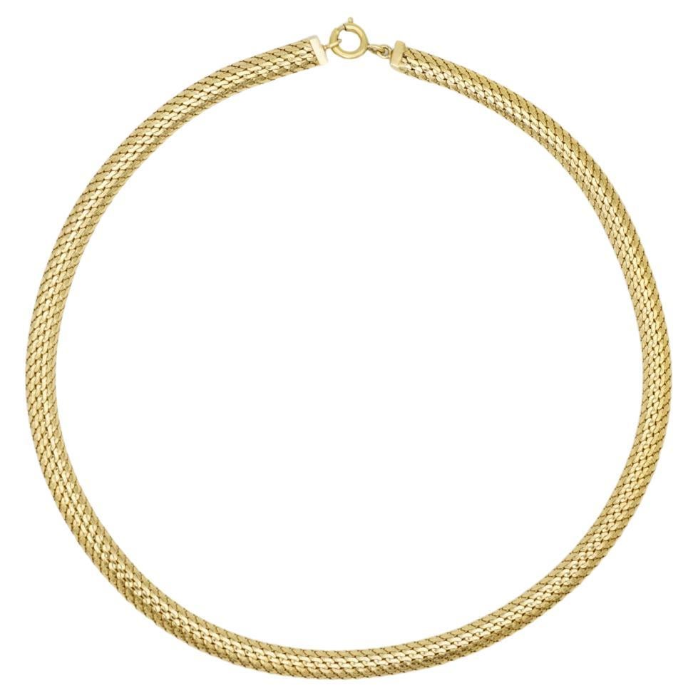 Christian Dior GROSSE 1965 Herringbone Classic Curb Woven Chain Rope Necklace